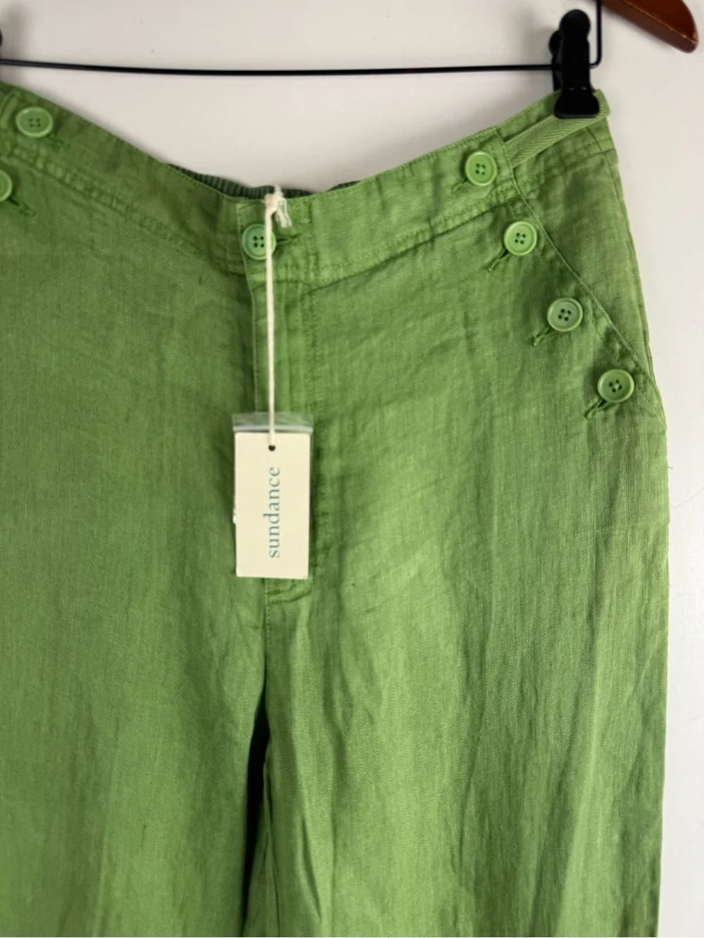 Sundance Oaklee Easy linen wide leg pants size Sz 8 NEW Green Beach Resort